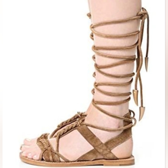 ASH Peace Tall Gladiator flat sandals Tuape Brown Sz 40 - Picture 4 of 15